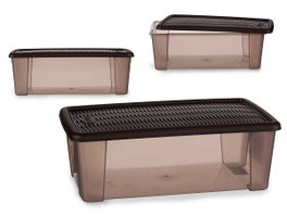 Stefanplast Boîte de Rangement 5L Elegance Chocolate 19.5x11.5x33 cm Plastique (Set de 12)