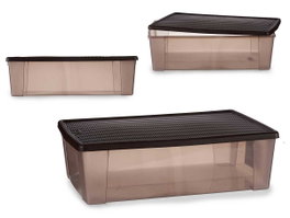 Stefanplast Boîte de Rangement 30L Elegance Chocolate 38.5 x 17 x 59.5 cm (Set de 6)
