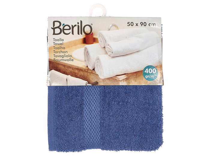 Berilo Toaille de bain unie 50x90 cm Bleu foncé 80% Coton 20% Polyester (Set de 24)