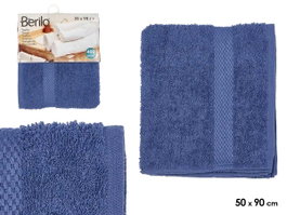 Berilo Toaille de bain unie 50x90 cm Bleu foncé 80% Coton 20% Polyester (Set de 24)
