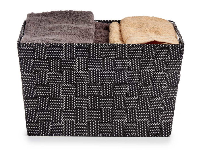 KIPIT Cesta en tissu conique rectangulaire avec anses, Noir, Grande KIPIT Cesta en tissu conique rectangulaire avec anses, Noir, Grande