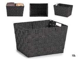 KIPIT Cesta en tissu conique rectangulaire avec anses, Noir, Grande