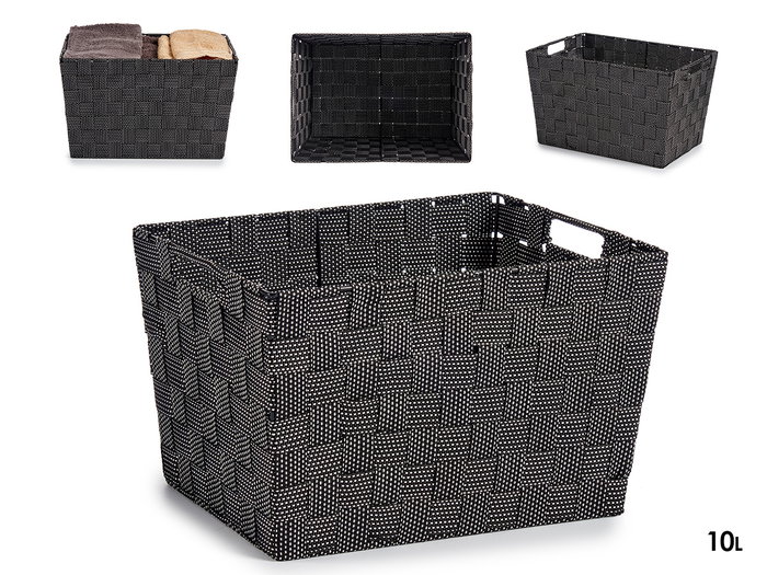 KIPIT Cesta en tissu conique rectangulaire avec anses, Noir, Grande KIPIT Cesta en tissu conique rectangulaire avec anses, Noir, Grande
