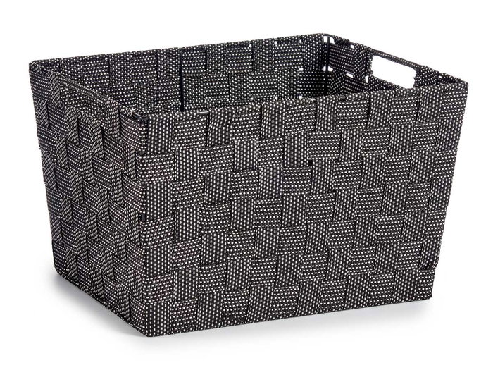 KIPIT Cesta en tissu conique rectangulaire avec anses, Noir, Grande KIPIT Cesta en tissu conique rectangulaire avec anses, Noir, Grande