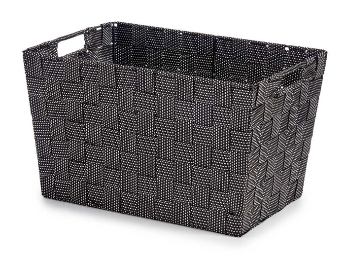 KIPIT Cesta en tissu conique rectangulaire avec anses, Noir, Grande KIPIT Cesta en tissu conique rectangulaire avec anses, Noir, Grande
