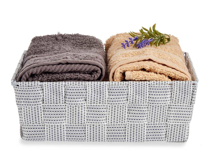 Kipit Cesta en Tissu Tressé Blanc Sans Anses 24 x 20 x 8 cm (Set de 24)