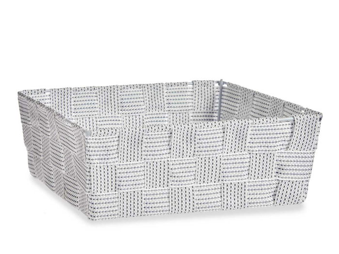 Kipit Cesta en Tissu Tressé Blanc Sans Anses 24 x 20 x 8 cm (Set de 24)