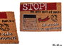 Giftdecor Paillasson en Fibre de Coco Stop 40x60 cm - Naturel, Noir et Rouge (Set de 12)