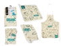 Kinvara Set Tablier et Torchon de Cuisine Riz Organic 60x0.3x80 cm - Blanc et Bleu (Set de 12)
