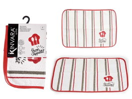 Kinvara Set de Table Rizo Bon Appetit 33 x 48 cm Rouge et Blanc (Set de 24)