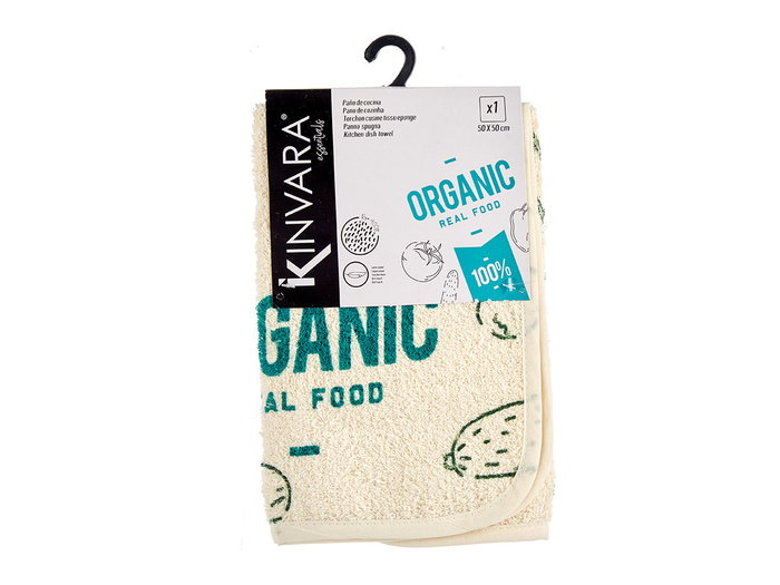 Kinvara Torchon de Cuisine en Rizo 50 cm Coton/Polyester Vert et Blanc (Set de 24)