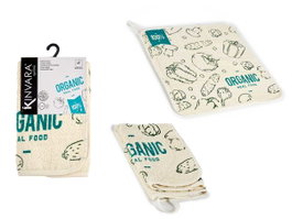 Kinvara Torchon de Cuisine en Rizo 50 cm Coton/Polyester Vert et Blanc (Set de 24)