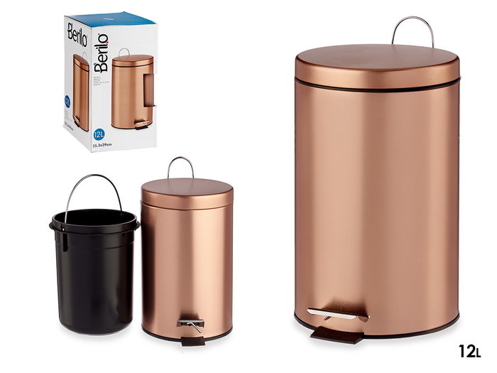 Berilo Poubelle à pédale 12L en métal cuivre 25x39x32 cm (Set de 4) Berilo Poubelle à pédale 12L en métal cuivre 25x39x32 cm (Set de 4)