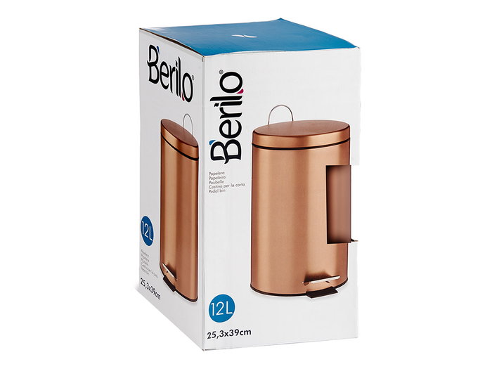 Berilo Poubelle à pédale 12L en métal cuivre 25x39x32 cm (Set de 4) Berilo Poubelle à pédale 12L en métal cuivre 25x39x32 cm (Set de 4)