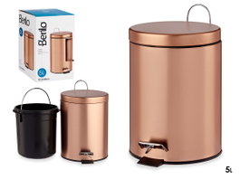 Berilo Poubelle à pédale 5L métal cuivre 20x27x26cm (Set de 4)