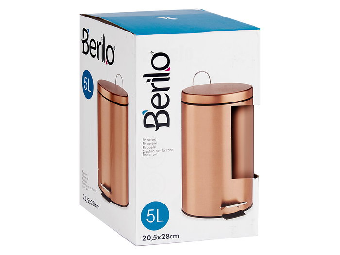 Berilo Poubelle à pédale 5L métal cuivre 20x27x26cm (Set de 4) Berilo Poubelle à pédale 5L métal cuivre 20x27x26cm (Set de 4)