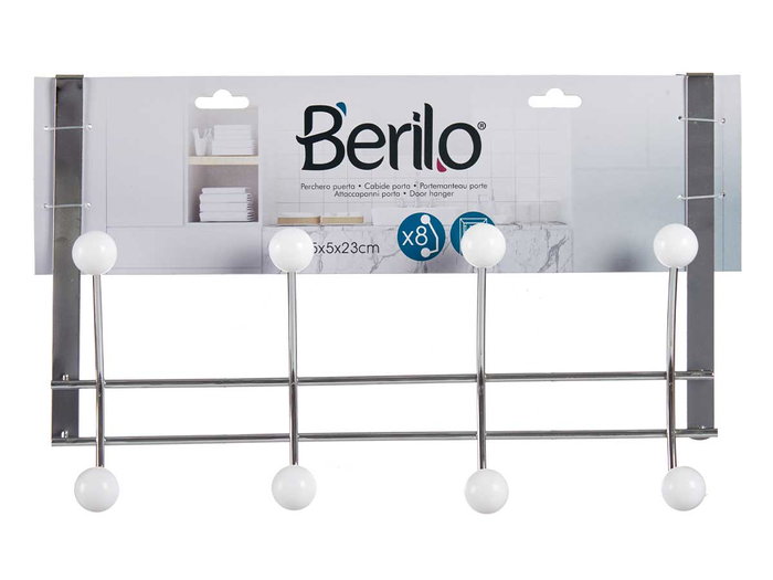 Berilo Porte-manteau porte 8 crochets blanc 31 x 24 x 10 cm (Set de 12)
