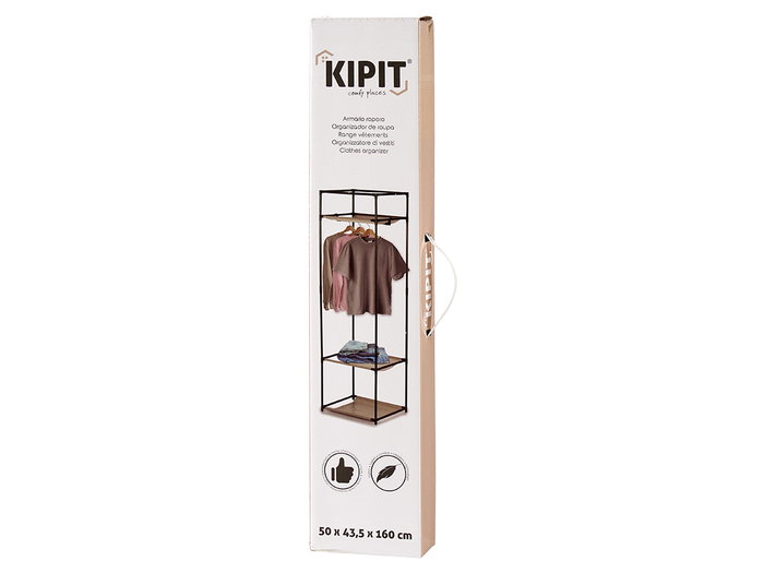 Kipit Armoire ouverte simple 160 cm noir acier et tissu non tissé (Set de 6) Kipit Armoire ouverte simple 160 cm noir acier et tissu non tissé (Set de 6)