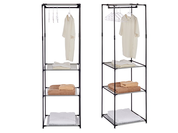 Kipit Armoire ouverte simple 160 cm noir acier et tissu non tissé (Set de 6) Kipit Armoire ouverte simple 160 cm noir acier et tissu non tissé (Set de 6)