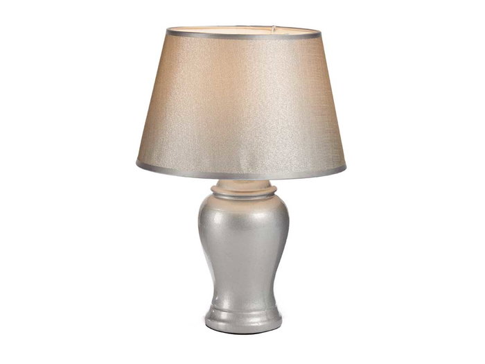 Giftdecor Lampe Concave Argentée en Céramique 28 x 39 x 28 cm (Set de 6)