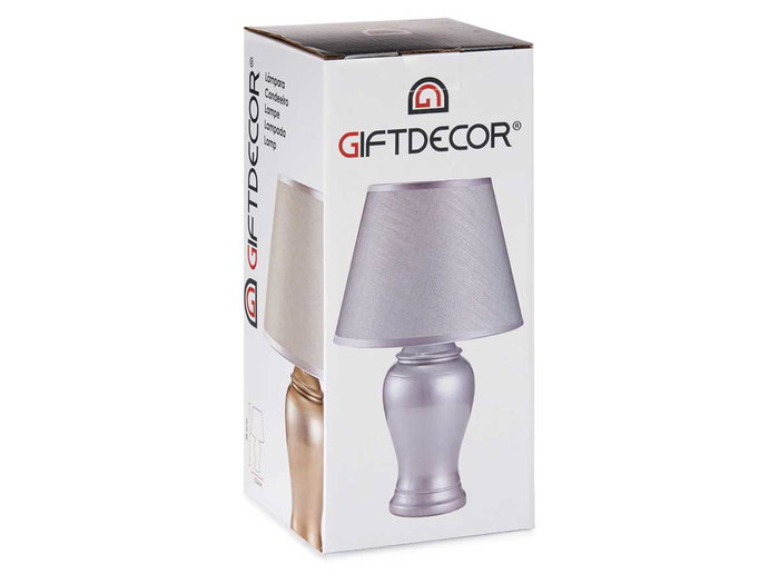 Giftdecor Lampe Concave Argentée en Céramique 28 x 39 x 28 cm (Set de 6)