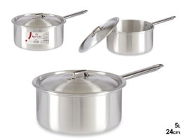 Kinvara Casserole Aluminium avec Couvercle 24 cm Argenté 5 L (Set de 10)