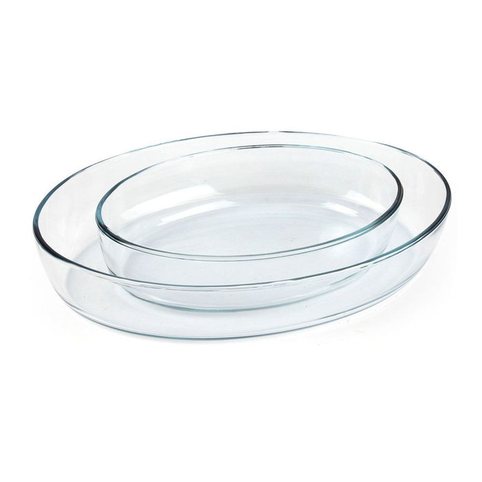 5Five Borcam Set 2 plats ovales allant au four en verre transparent 35x25x6,6 cm et 26x18x6 cm 5Five Borcam Set 2 plats ovales allant au four en verre transparent 35x25x6,6 cm et 26x18x6 cm