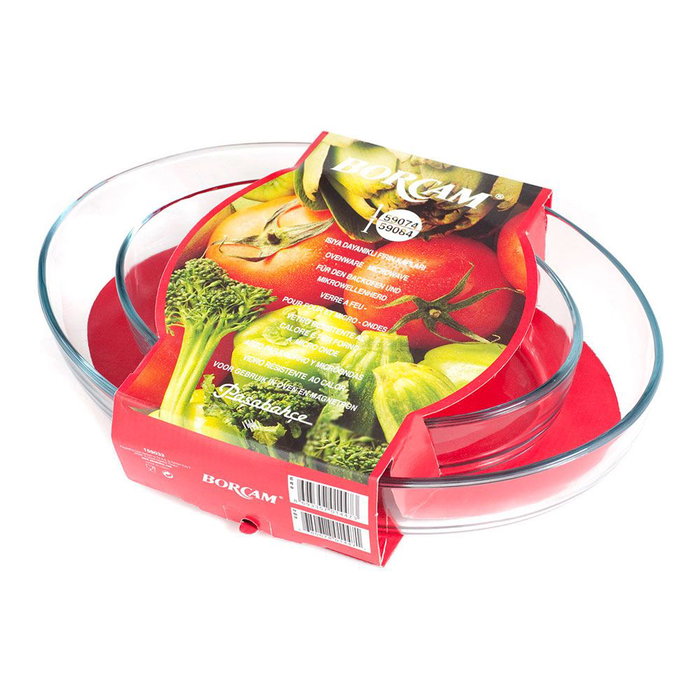 5Five Borcam Set 2 plats ovales allant au four en verre transparent 35x25x6,6 cm et 26x18x6 cm 5Five Borcam Set 2 plats ovales allant au four en verre transparent 35x25x6,6 cm et 26x18x6 cm