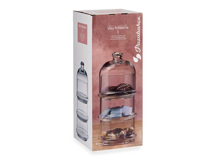 Pasabahce Bombonera Apilable Pâtisserie 3 Niveaux Grand Verre Transparent 12x27.5x12 cm 3x505 ml (Set de 6)