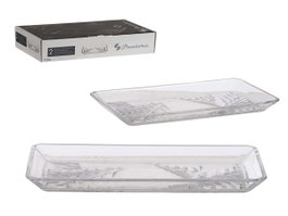 Pasabahce Set de 2 plateaux Madlen Crystalline 22x12 cm en verre transparent (Set de 6)
