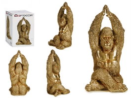 GIFTDECOR Gorille Yoga Mains Vers le Haut Doré