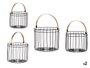 Giftdecor Lot de 2 Cestes Cylindriques Noirs avec Anse Dorée Métal 25x27x25 cm