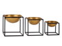 Giftdecor Set de 3 bols avec support carré métal noir et doré 23x24x23 cm