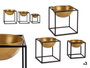 Giftdecor Set de 3 bols avec support carré métal noir et doré 23x24x23 cm