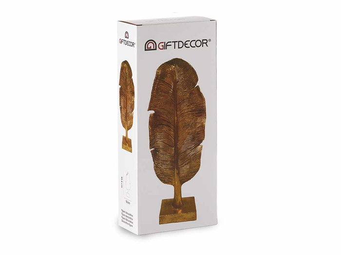Giftdecor Grande Feuille avec Support Dorée en Résine 8 x 43,5 x 17 cm (Set de 6)