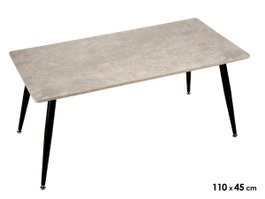 Giftdecor Table Basse Effet Pierre 60 x 110 x 45 cm Blanc et Noir DM Mélaminé Métal