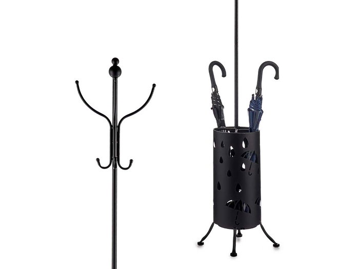 Giftdecor Portemanteau Parapluie Métal Rond Noir 44 x 185 x 44 cm