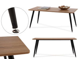 Giftdecor Table Basse Effet Bois 60x110x45 cm Métal et Panneau MDF Noir