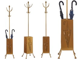 GIFTDECOR Porte-manteau et porte-parapluie métal carré doré