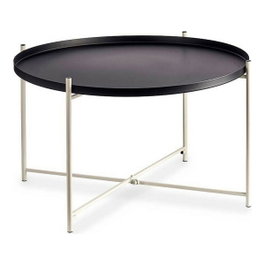 GIFTDECOR Mesa Redonda Negro Blanco-Negro