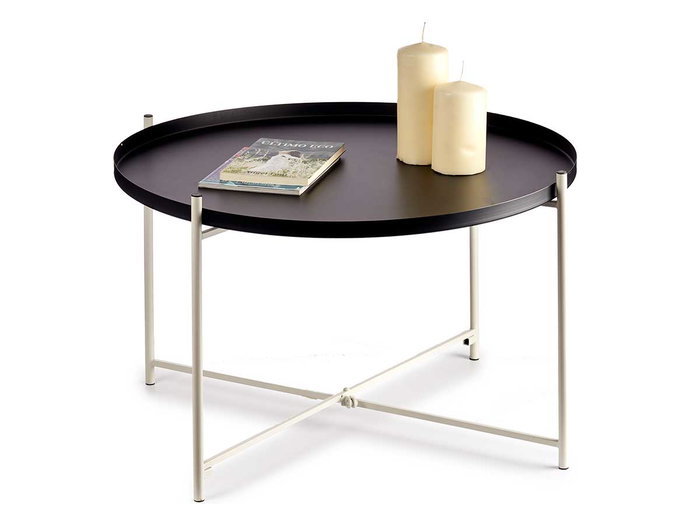 Giftdecor Table Ronde Métal Noir 76x46x76 cm