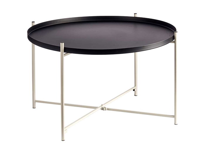 Giftdecor Table Ronde Métal Noir 76x46x76 cm