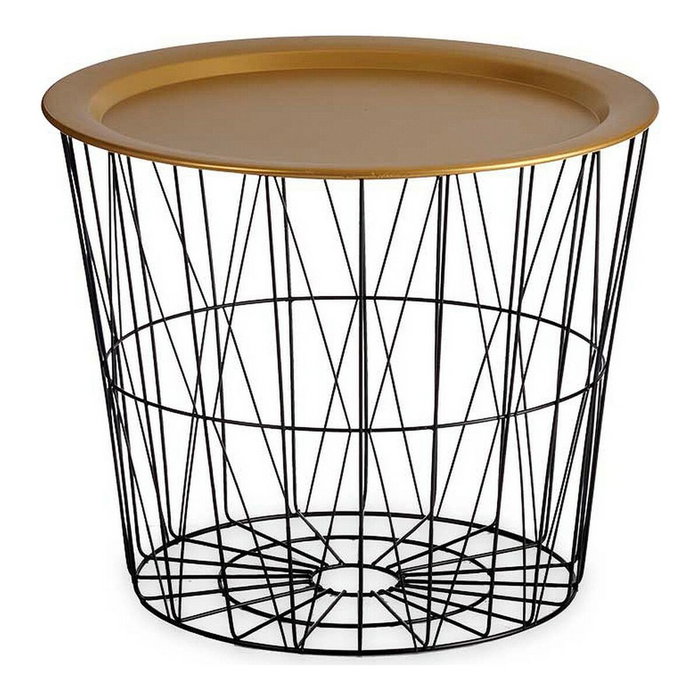 GIFTDECOR Table basse médiane Noir et Or