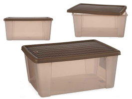 Stefanplast Boîte de Rangement 15L Elegance Beige 29 x 17 x 39 cm Plastique (Set de 6)