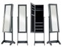 GIFTDECOR Miroir Coffret à bijoux sur pied gris 36x140x36 cm en MDF, verre et tissu