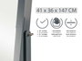 GIFTDECOR Miroir Coffret à bijoux sur pied gris 36x140x36 cm en MDF, verre et tissu