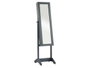 GIFTDECOR Miroir Coffret à bijoux sur pied gris 36x140x36 cm en MDF, verre et tissu
