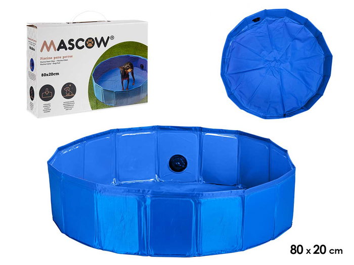 Mascow Piscine pour chien en polyester et plastique bleu 80 x 20 cm pliable (Set de 6) Mascow Piscine pour chien en polyester et plastique bleu 80 x 20 cm pliable (Set de 6)
