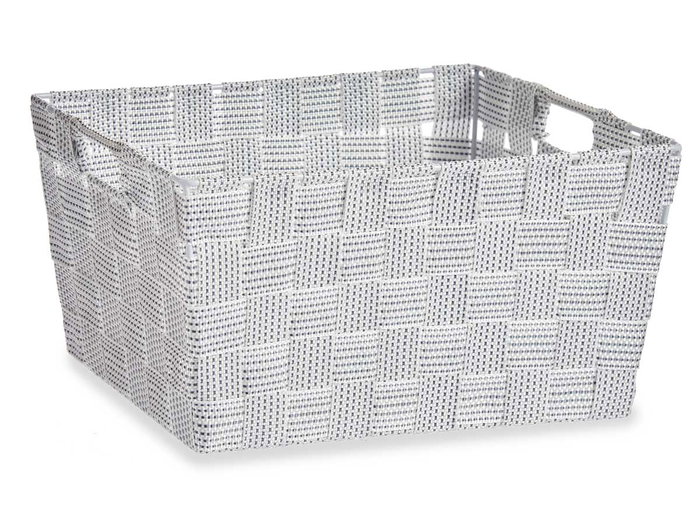 KIPIT Cesta en tissu conique rectangulaire avec poignées, Blanco