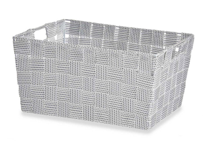 KIPIT Cesta en tissu conique rectangulaire avec poignées, Blanco